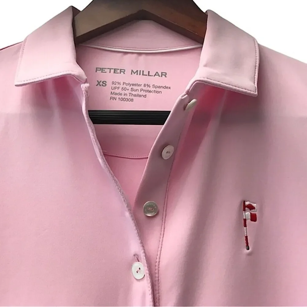 Peter Millar Pink Polo Shirt XS Short Sleeve Gold Performace Top - Picture 3 of 7